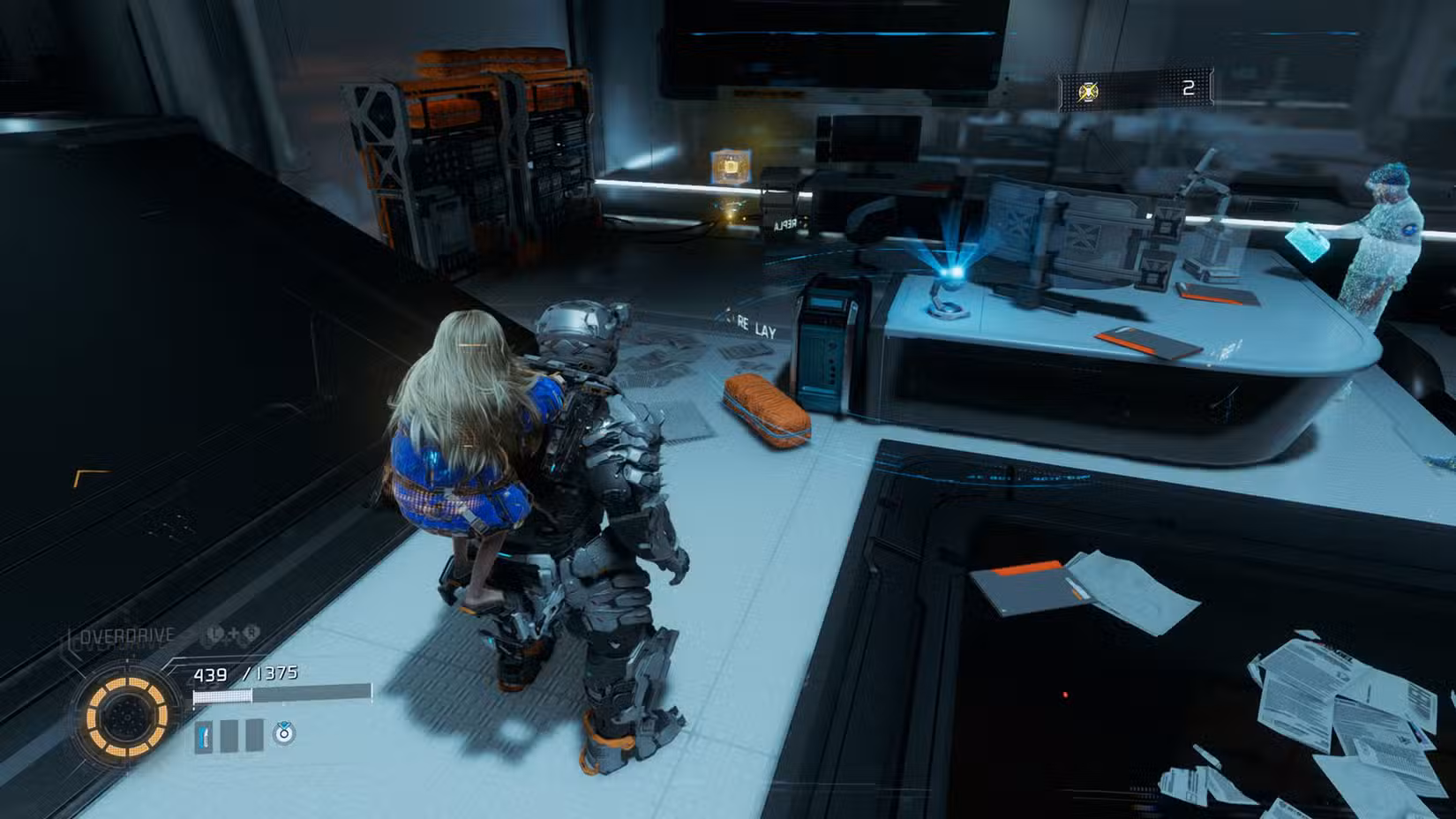 pragmata_guide_upgrades_sector2_businessdistrict_1A Captura de tela do Pragmata mostrando a localização de um componente de atualização no setor Mass Production Array