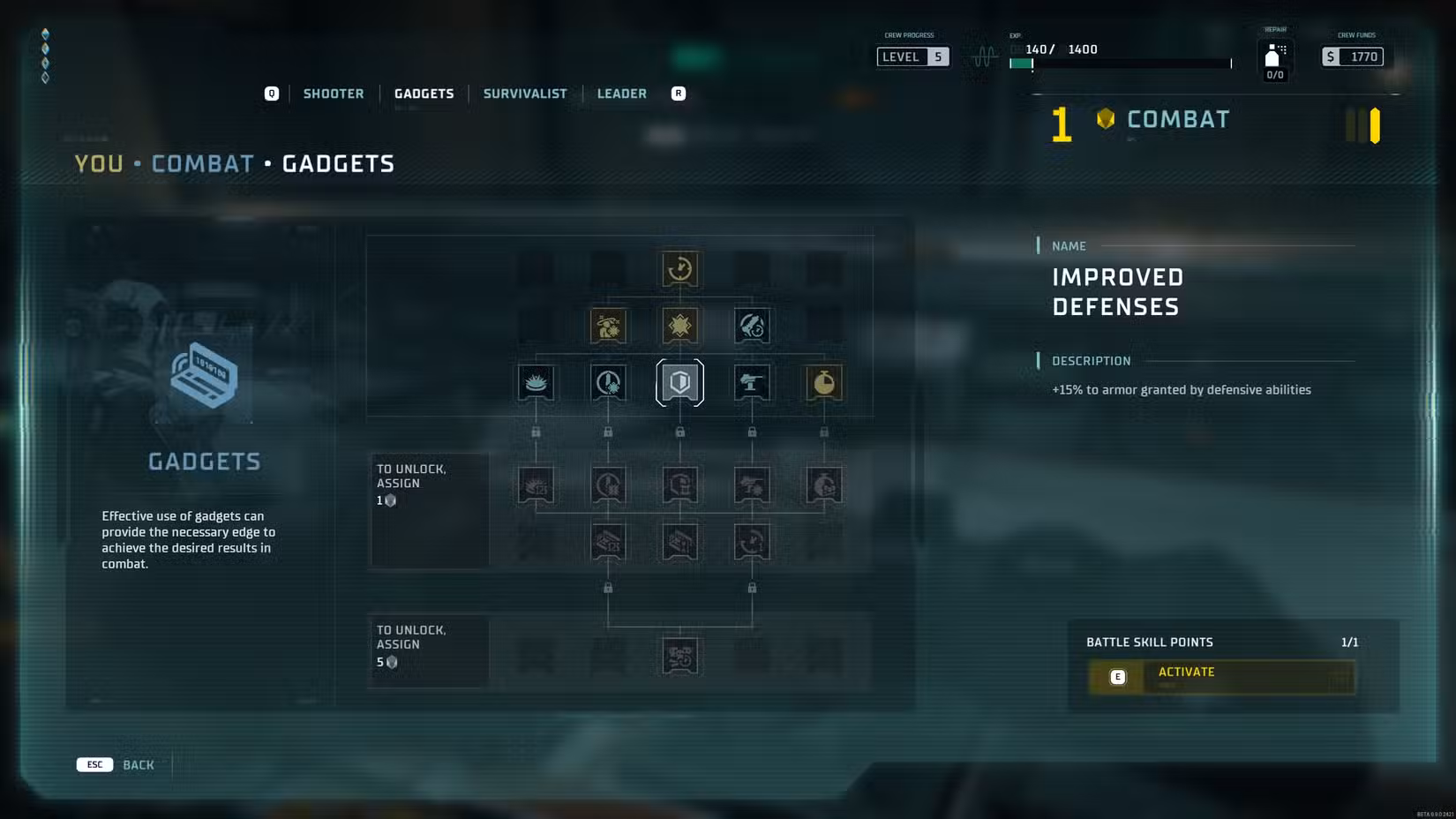 The Expanse: árvore de habilidades de Osiris Reborn