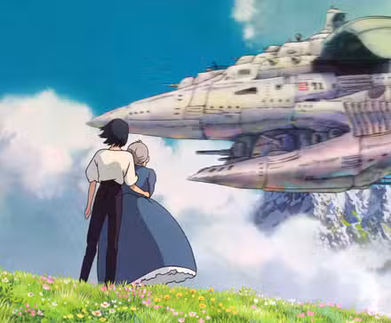 Howl's Moving Castle: Sophie e Markel veem uma aeronave