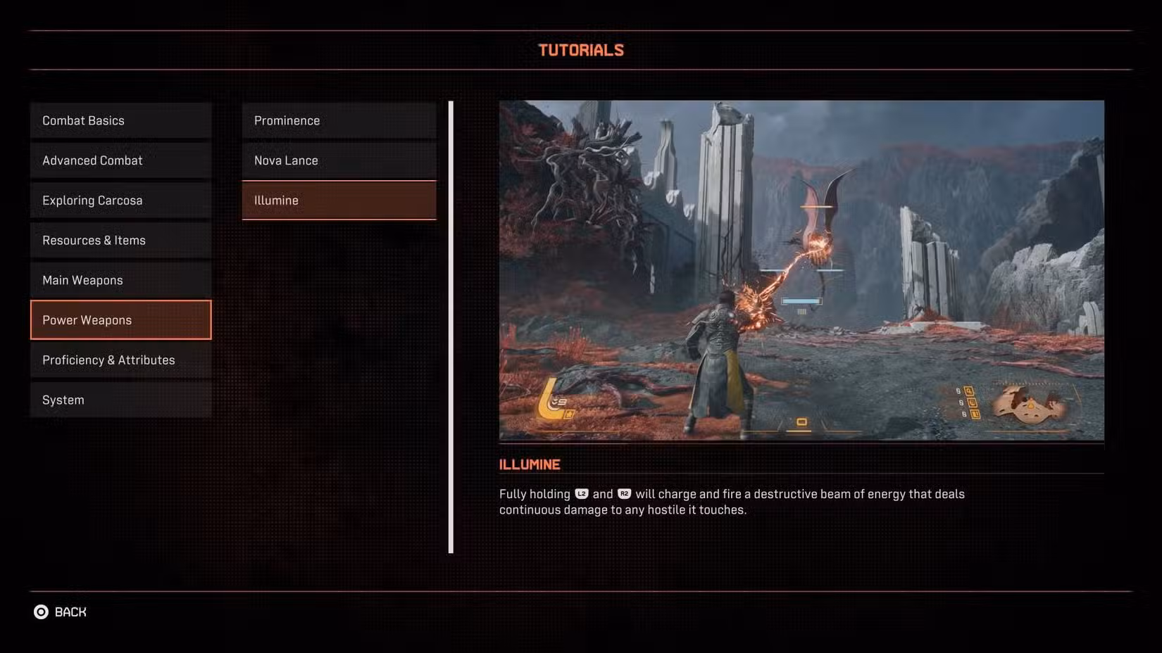 A tela do tutorial do Illumine em Saros.