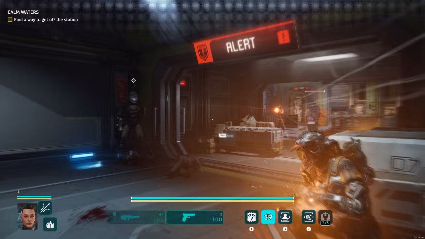 O protagonista se escondendo de um atirador na demo de The Expanse: Osiris Reborn