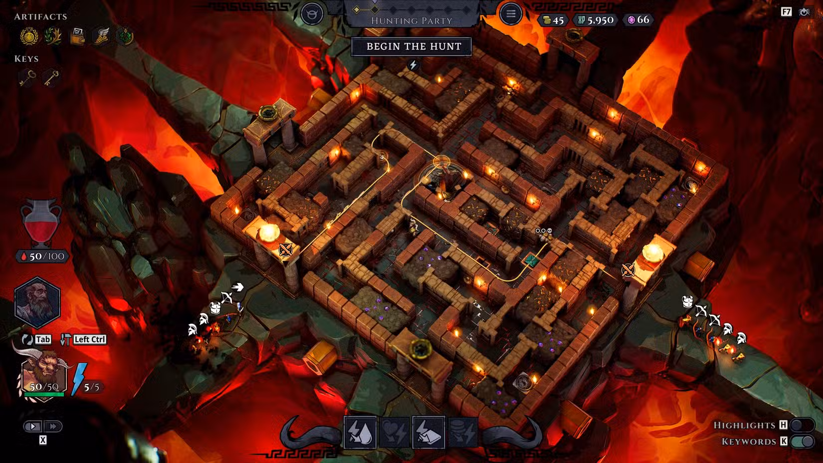 Um grande labirinto aparece em Minos.