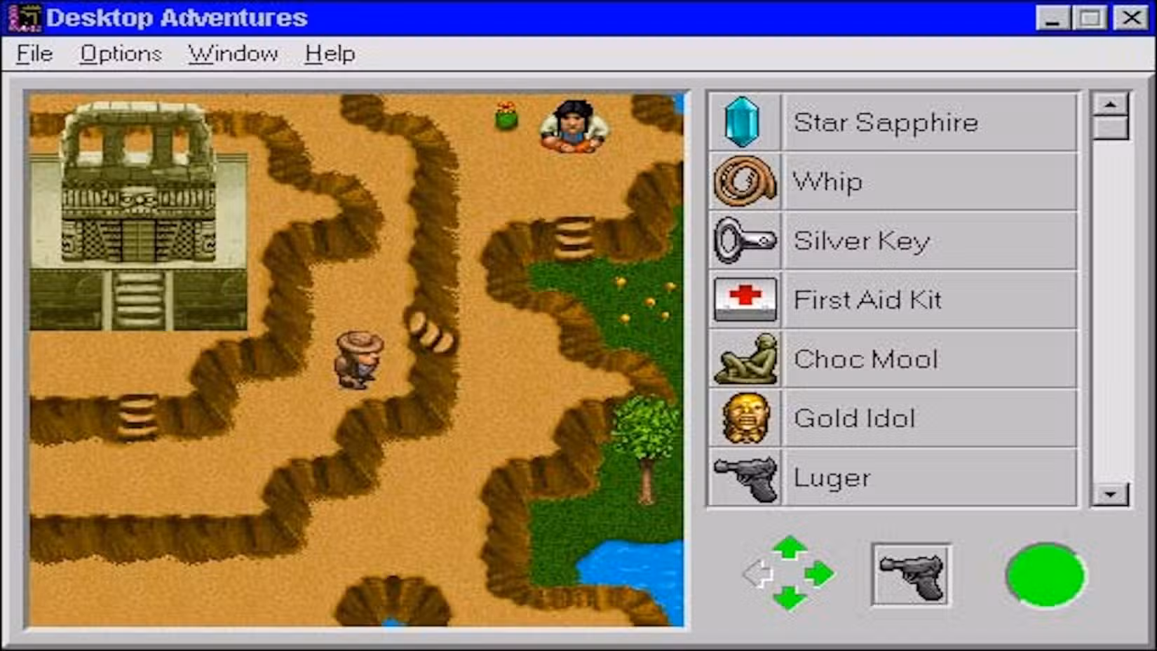 Indiana Jones em uma colina em Desktop Adventures