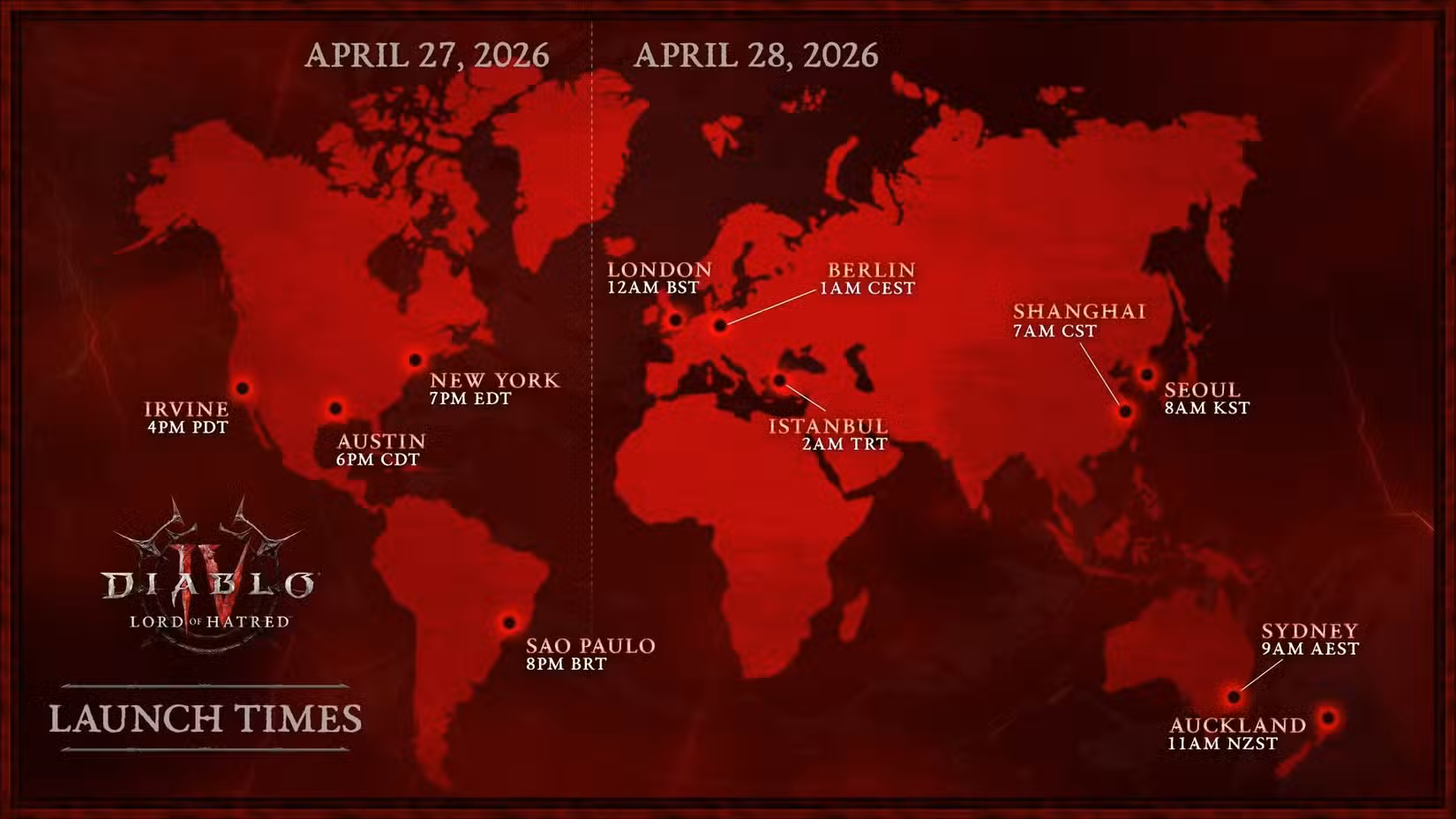 O mapa oficial de lançamento de Diablo 4 Lord of Hatred