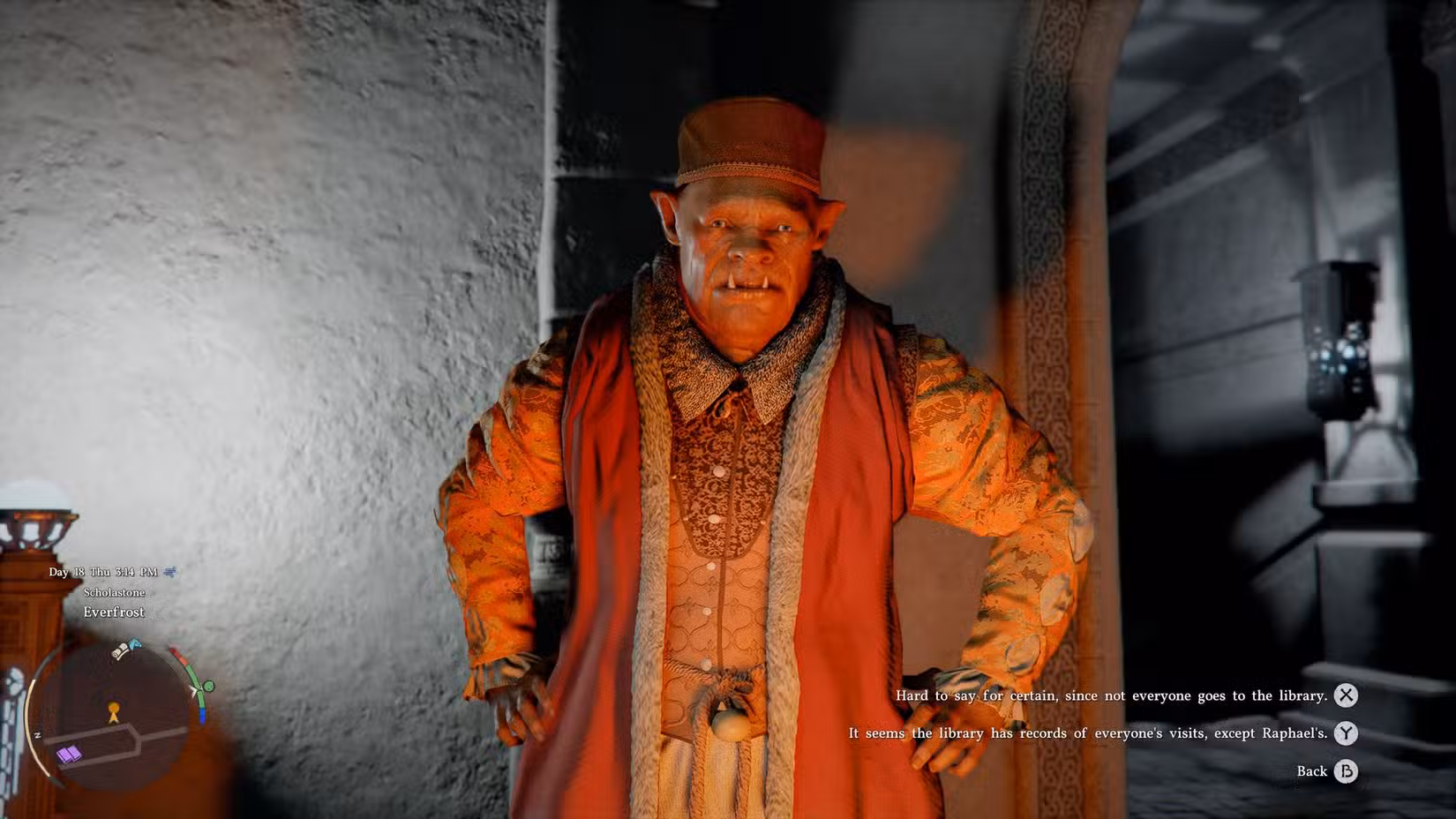 O administrador Scholastone na missão Contradição do Deserto Carmesim