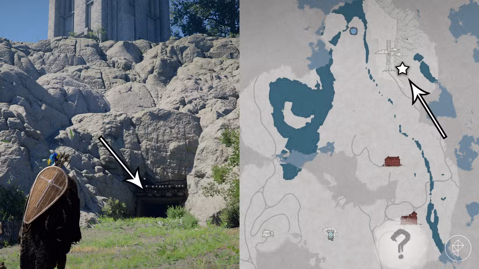 A entrada oculta para o Spire of Soaring no Crimson Desert.