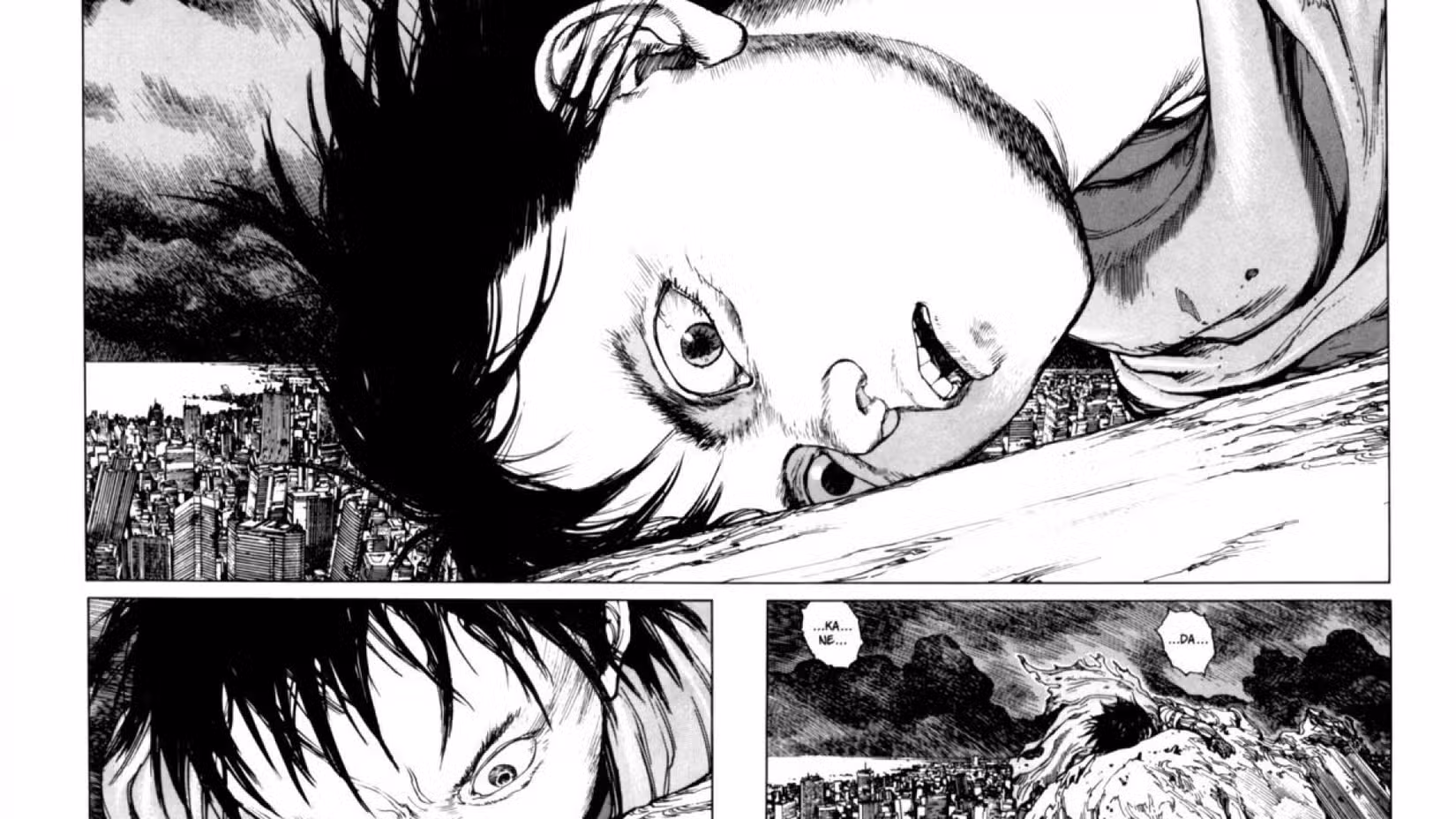A perspectiva isolada de Tetsuo é justaposta à megalópole de Akira