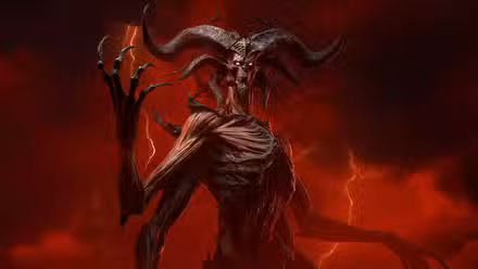 Mephisto está diante de um raio vermelho em toda a sua glória demoníaca