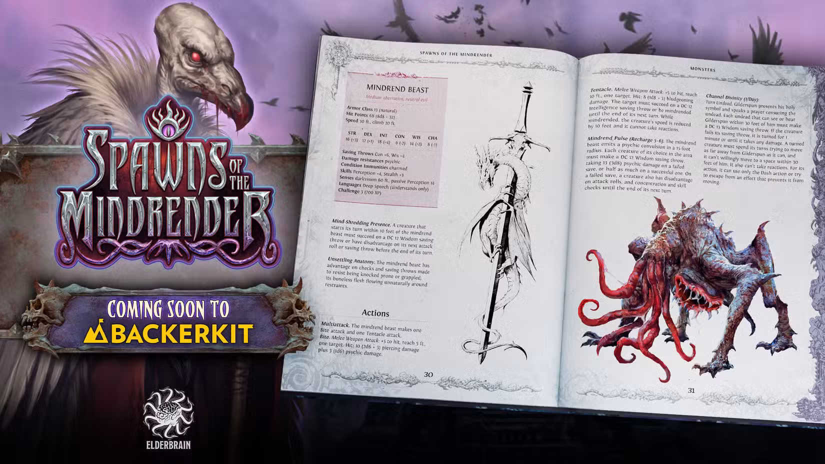 Página da fera Mindrend da aventura Spawns of the Mindrender D&D