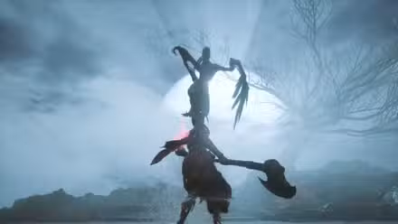 Bai Yu fazendo seu ataque de salto no tutorial de luta contra o chefe de Wuchang Fallen Feathers