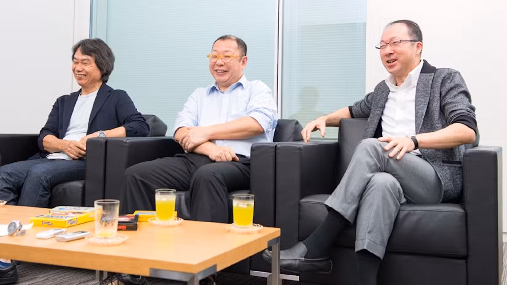 Shigeru Miyamoto, Takashi Tezuka e Koji Kondo em entrevista para Super Mario Bros.