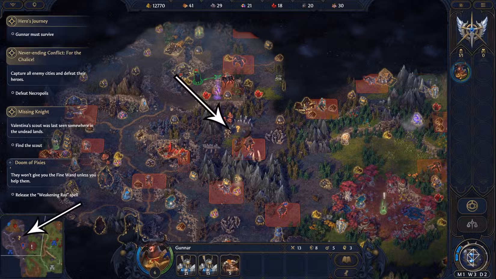 A localização do batedor em Heroes of Might and Magic: Olden Era.
