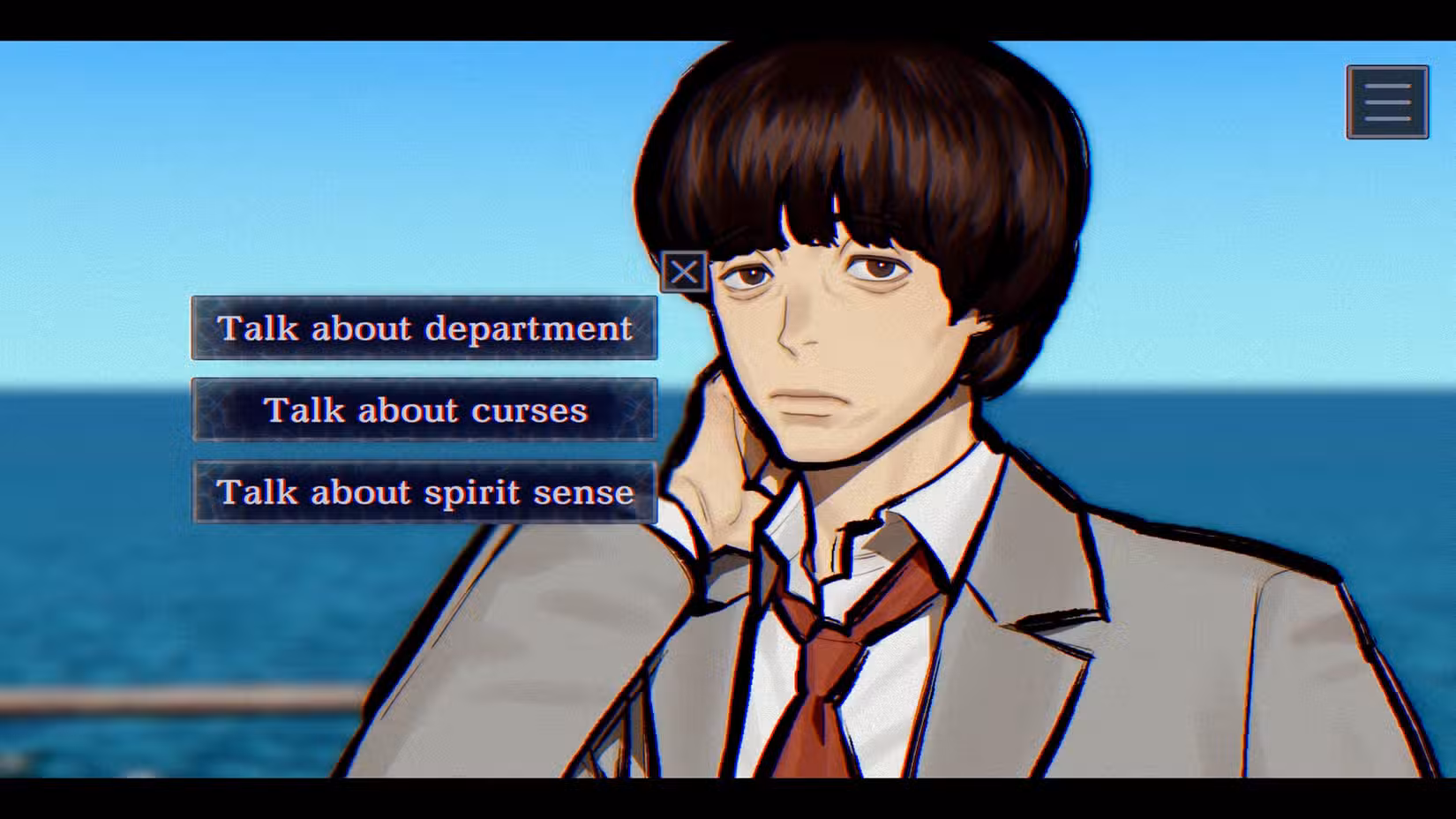Um menu de conversação em Paranormasight: The Mermaid's Curse